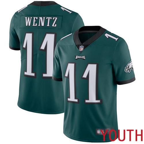 Youth Philadelphia Eagles  #11 Carson Wentz Midnight Green Team Color Vapor Untouchable NFL Jersey Limited->youth nfl jersey->Youth Jersey